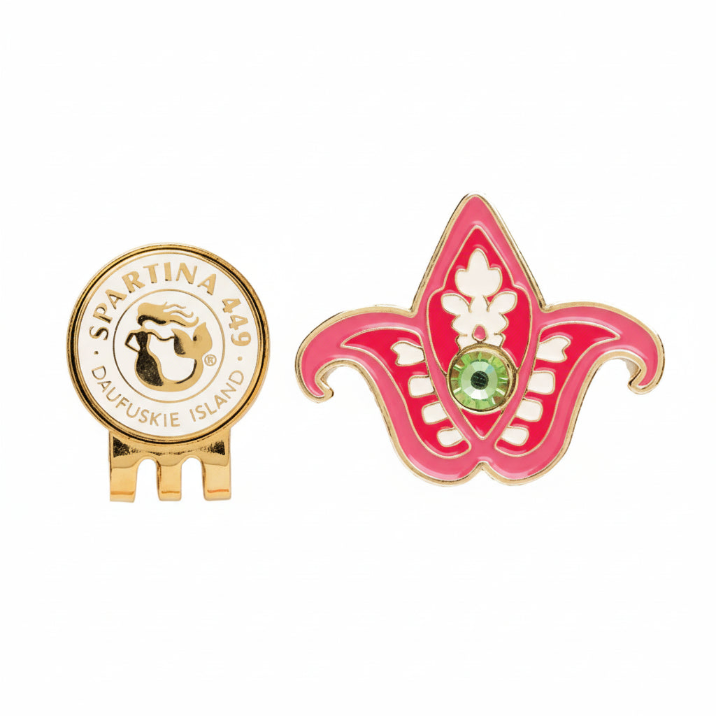 Gold and pink decorative items with 'Spartina 449' branding on a white background