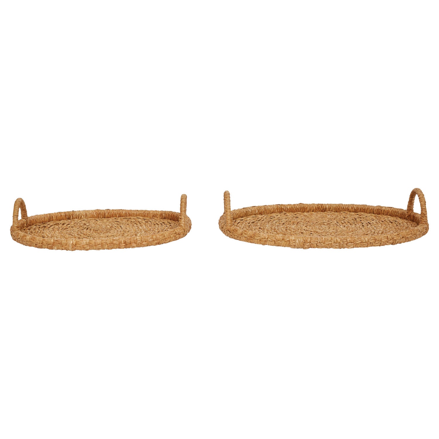 Hand-Woven Trays with Handles, Set of 2