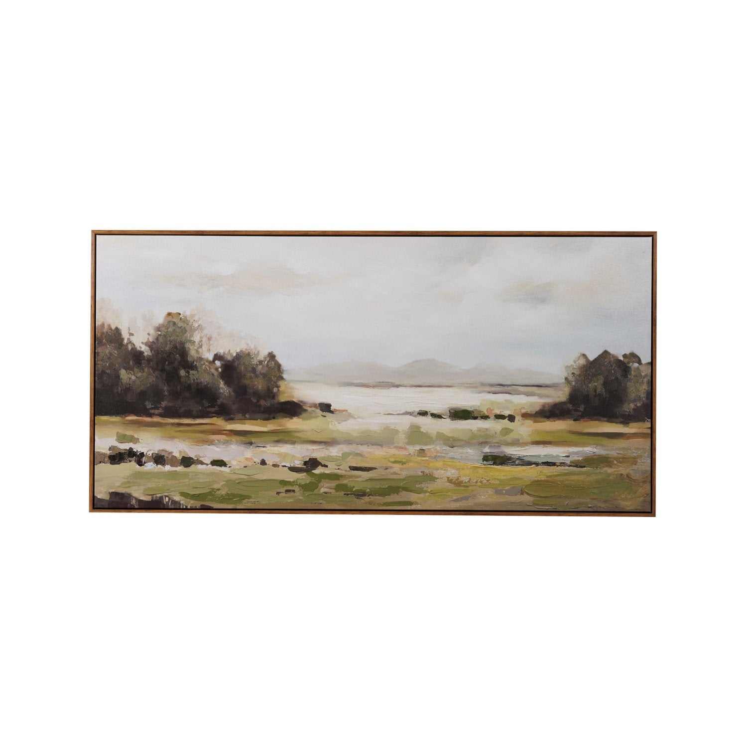 Wood Framed Canvas Wall Decor with Landscape